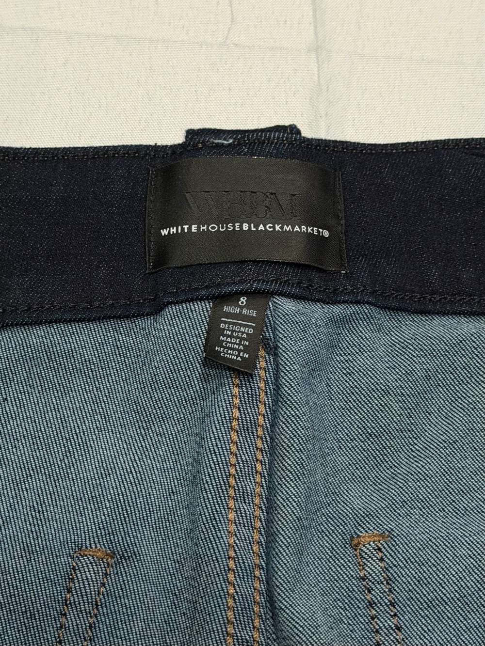 WHBM High Rise Mariner Sailor Wide Leg Jeans Size 8 Dark Wash Gold Button - Picture 7 of 11